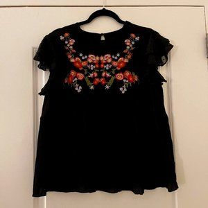 Crepe Fabric Embroidered Top - Size XL